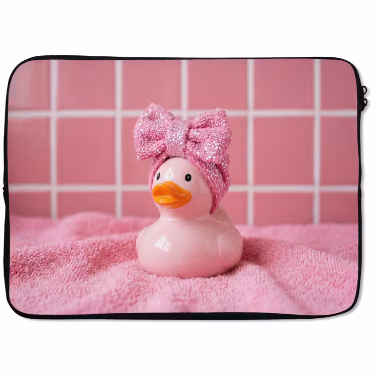 Laptophoes - Badeend -Strik - Roze — 1