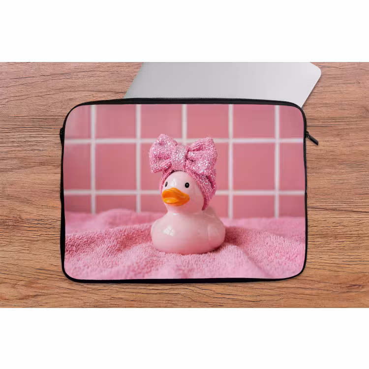 Laptophoes - Badeend -Strik - Roze — 2