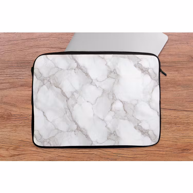 Laptophoes - Wit - Marmer - Bruin — 2