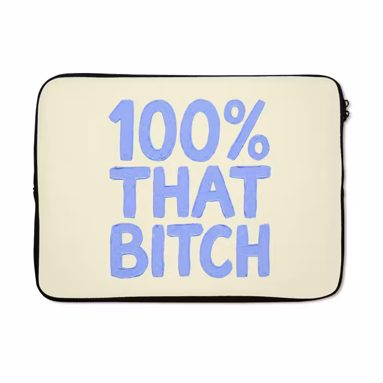 Laptophoes - 100% that bitch - Blauw - Wit — 3
