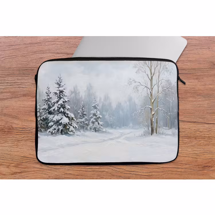 Laptophoes - Bospad - Dennen - Sneeuw - Winter - Rustgevend — 2