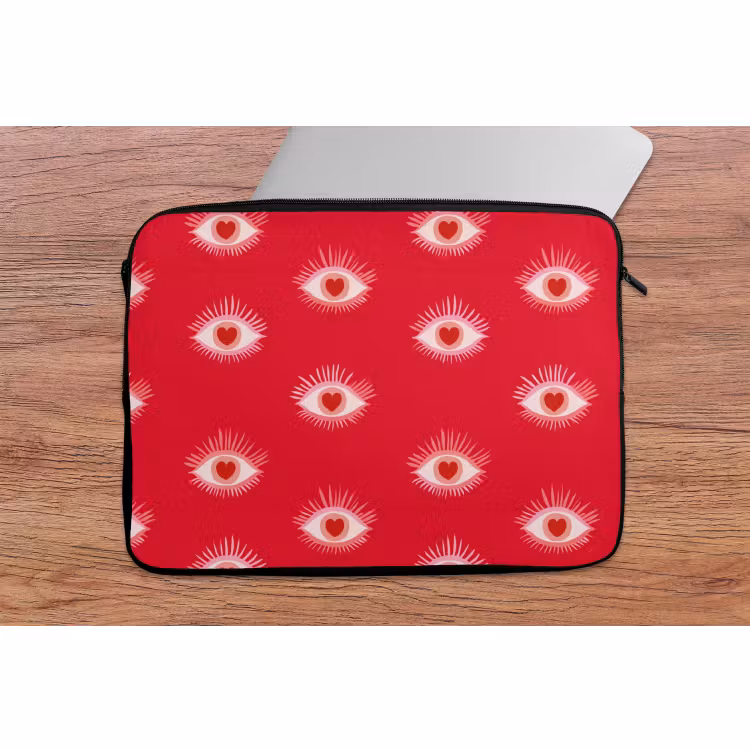 Laptophoes - Ogen - Hart - Abstract - Rood - Roze — 2