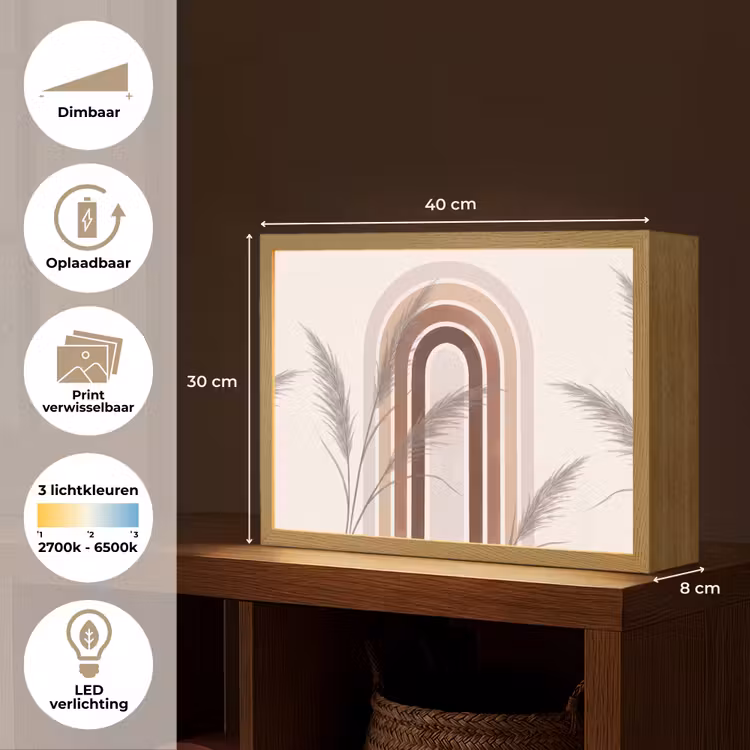 Lightbox - Wandlamp - Abstract - Bogen - Plant - Boho - Beige — 10