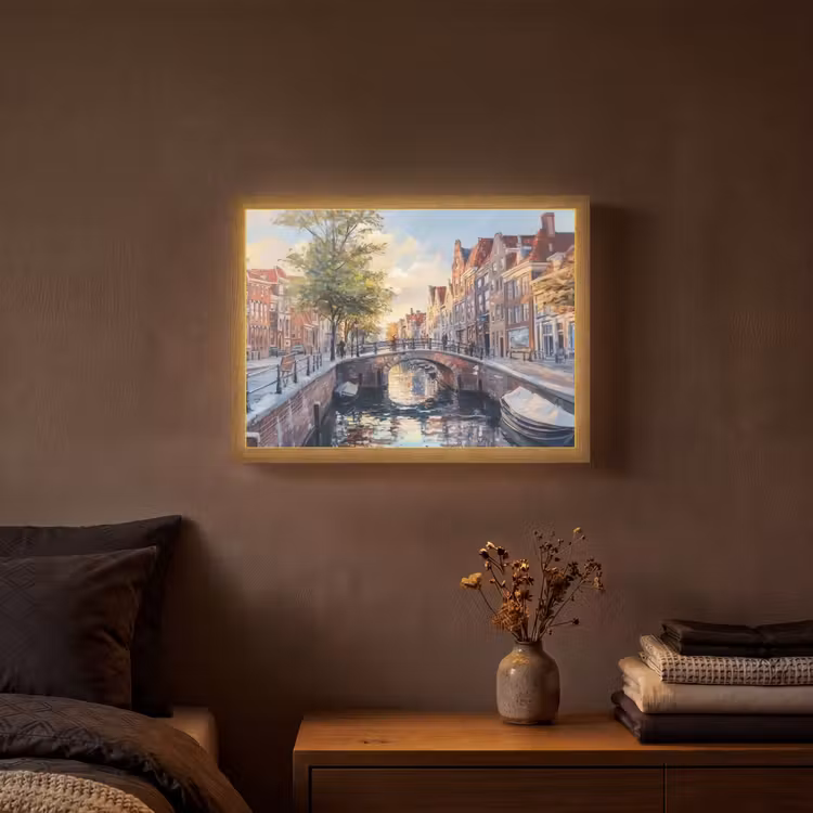 Lightbox - Wandlamp - Brug - Stad - Huizen - Boot — 3