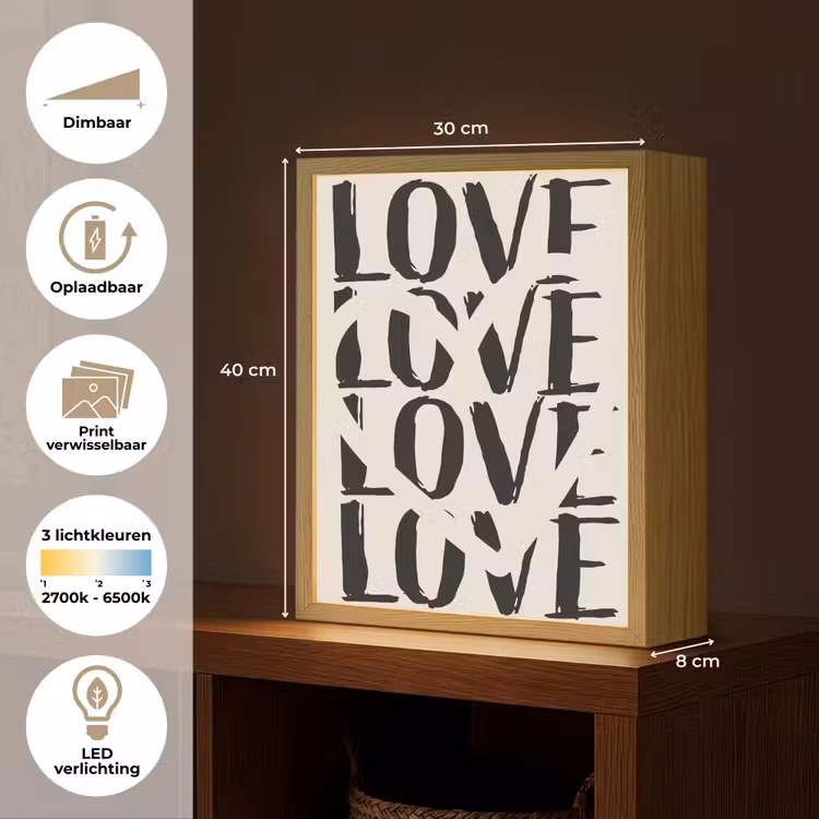 Lightbox - Wandlamp - Love - Hart - Beige — 9