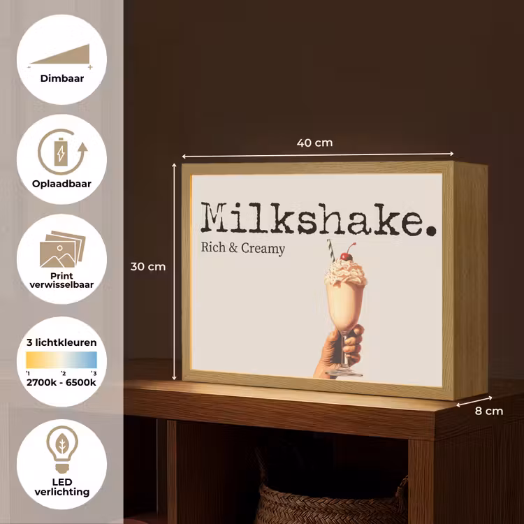 Lightbox - Wandlamp - Milkshake - Kers - Rietje — 10