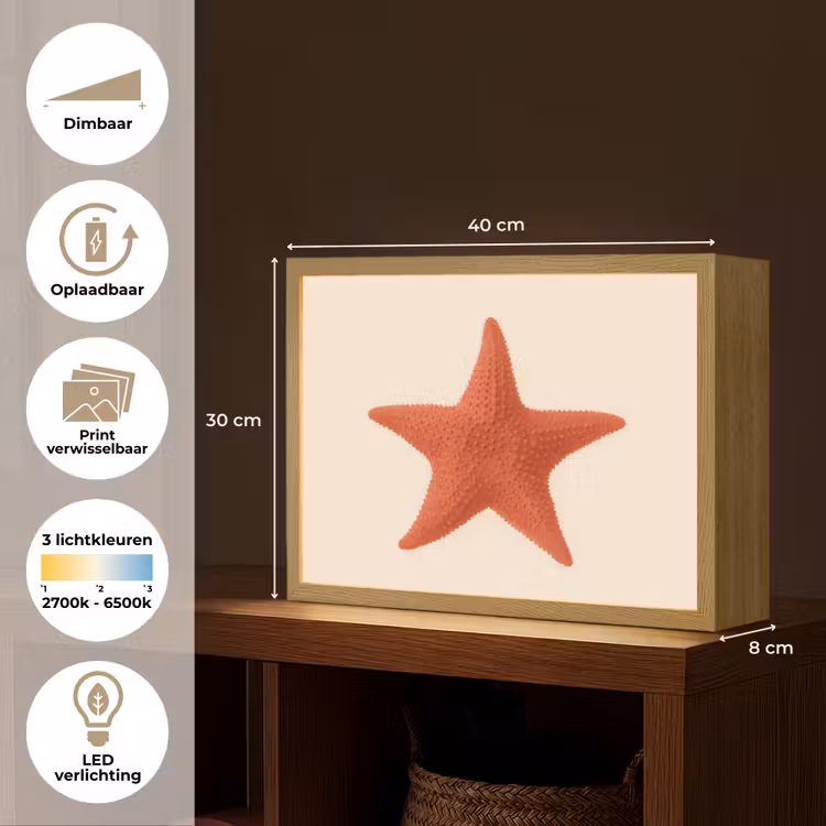 Lightbox - Wandlamp - Zeester - Bobbels - Rood — 10