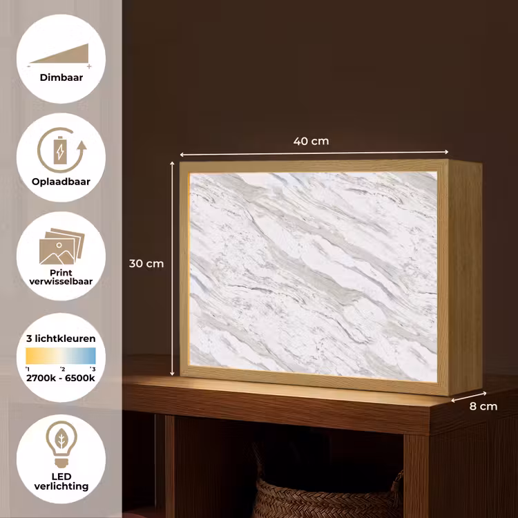 Lightbox - Wandlamp - Marmer - Wit - Grijsgroen — 10