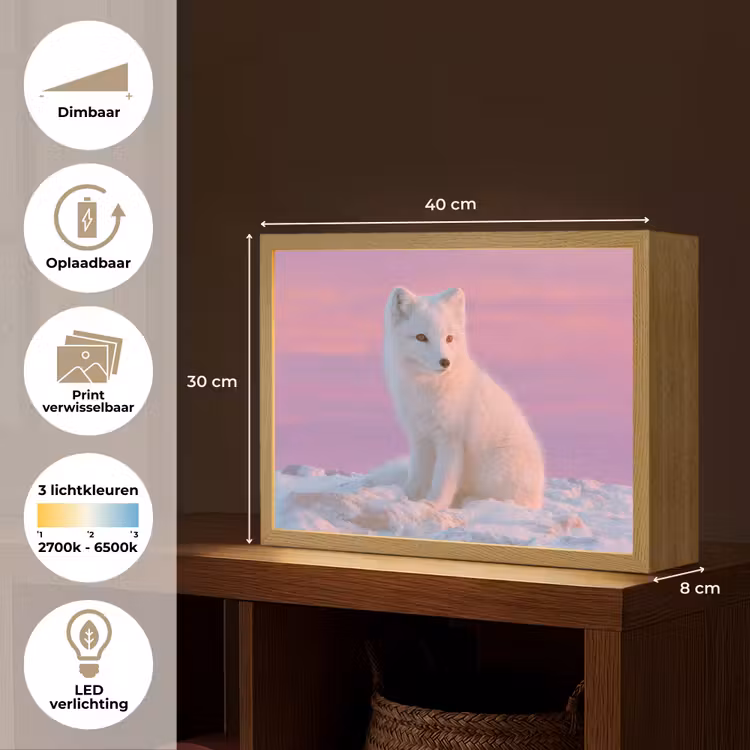 Lightbox - Wandlamp - Poolvos - Sneeuw - Roze — 10