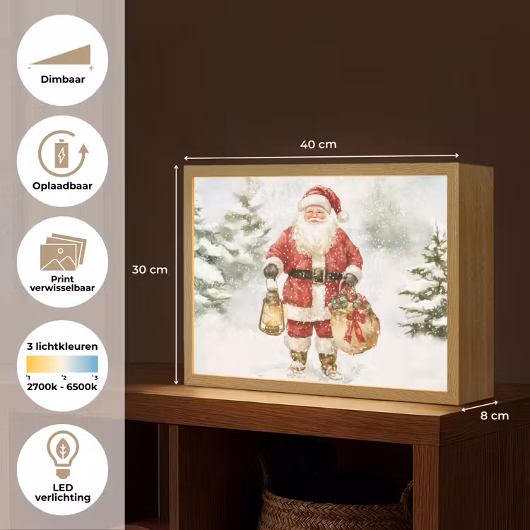 Lightbox - Wandlamp - Kerstman- Winter - Sneeuw - Wit - Rood — 10