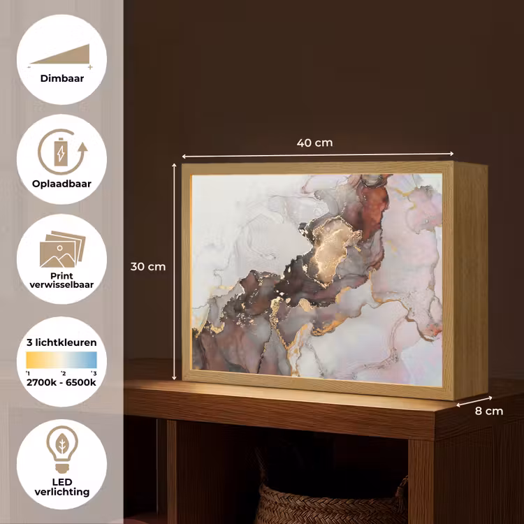 Lightbox - Wandlamp - Rood - Marmer - Goud — 10