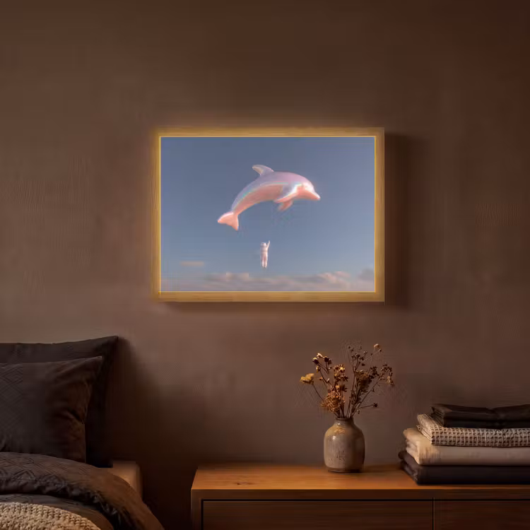 Lightbox - Wandlamp - Dolfijn - Roze - Astronaut — 3