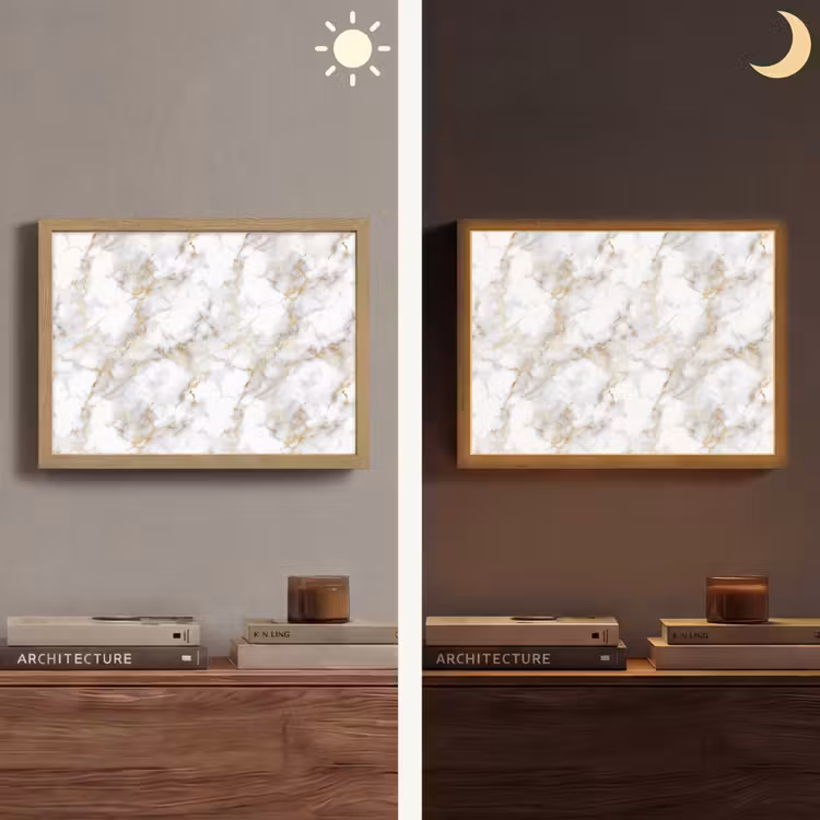 Lightbox - Wandlamp - Gouden aders - Marmer - Wit — 6