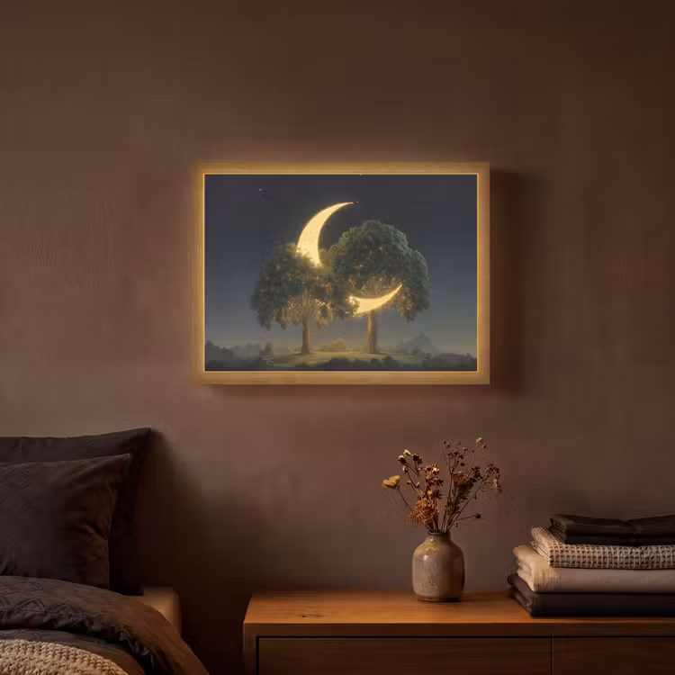 Lightbox - Wandlamp - Maan - Bomen - Rust — 3