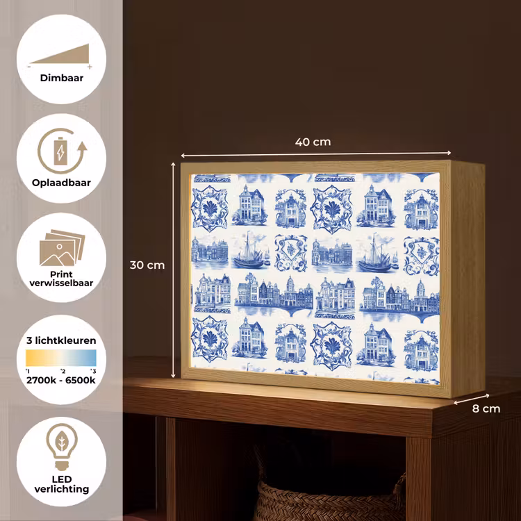 Lightbox - Wandlamp - Huizen - Schepen - Blauw — 10