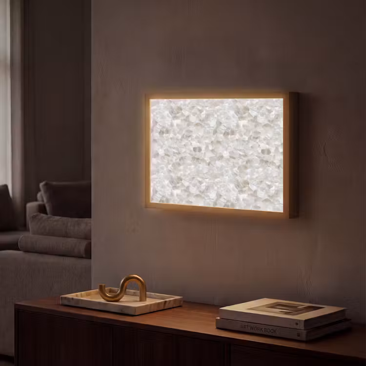 Lightbox - Wandlamp - Wit - Penseelstreken - Reliëfeffect — 2