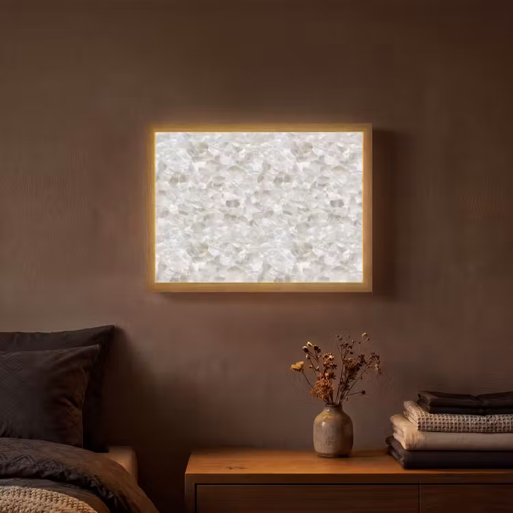 Lightbox - Wandlamp - Wit - Penseelstreken - Reliëfeffect — 3