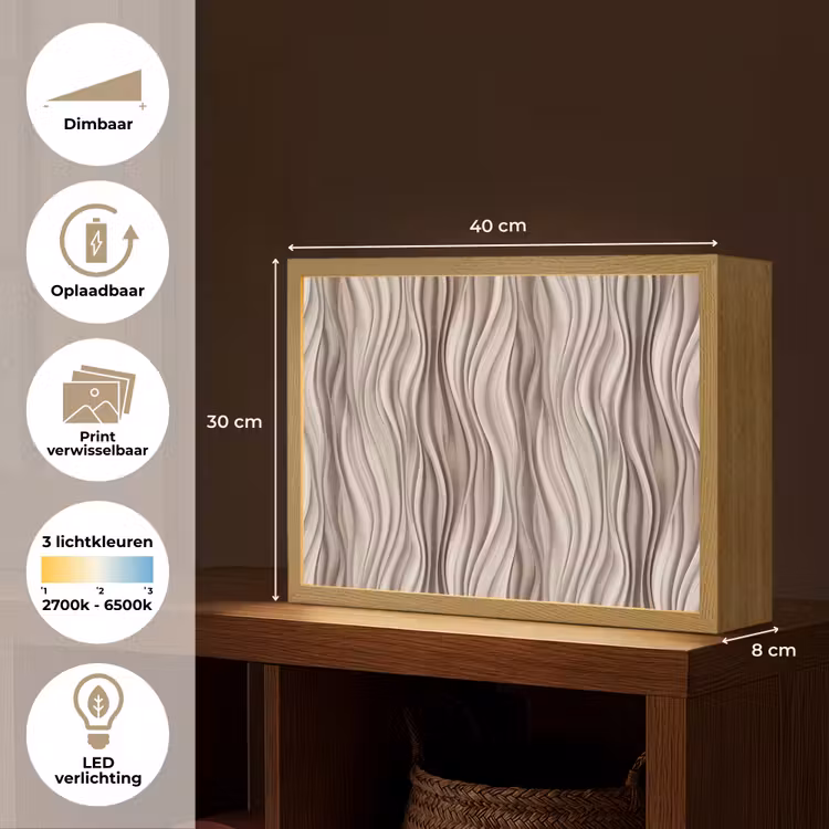 Lightbox - Wandlamp - Golven - 3D - Crème — 10