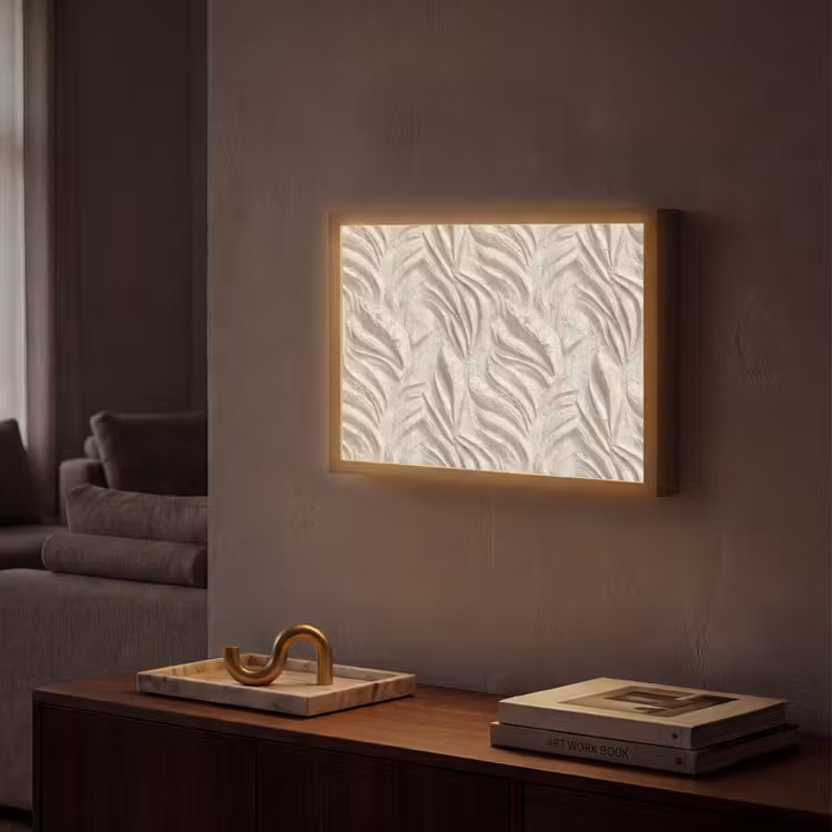 Lightbox - Wandlamp - Textuur - Reliëf - Beige — 2