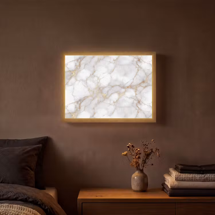 Lightbox - Wandlamp - Wit - Goud - Marmer - Grijs — 3
