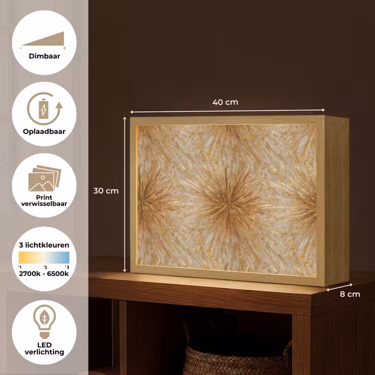 Lightbox - Wandlamp - Explosie - Abstract - Goud - Wit — 10