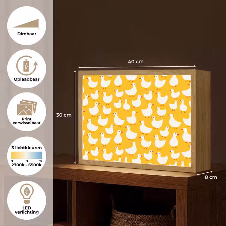 Lightbox - Wandlamp - Eendjes - Patroon - Geel — 10