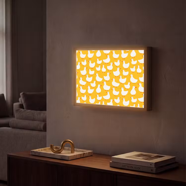 Lightbox - Wandlamp - Eendjes - Patroon - Geel — 2