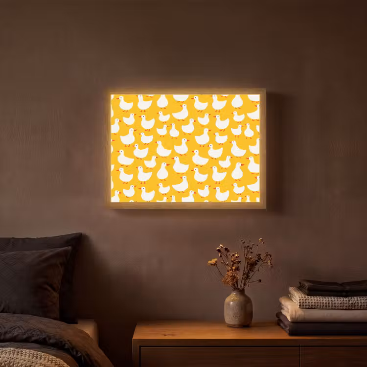 Lightbox - Wandlamp - Eendjes - Patroon - Geel — 3
