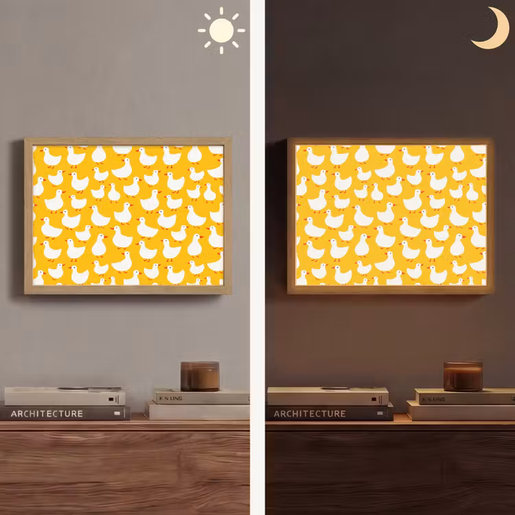 Lightbox - Wandlamp - Eendjes - Patroon - Geel — 6