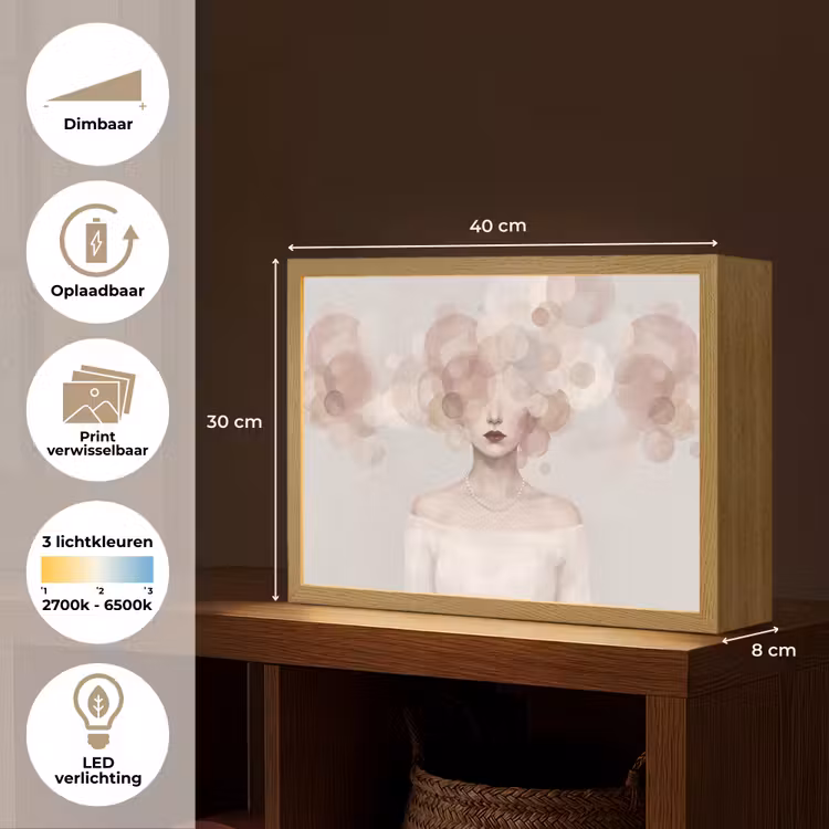 Lightbox - Wandlamp - Vrouw - Cirkels - Beige — 10