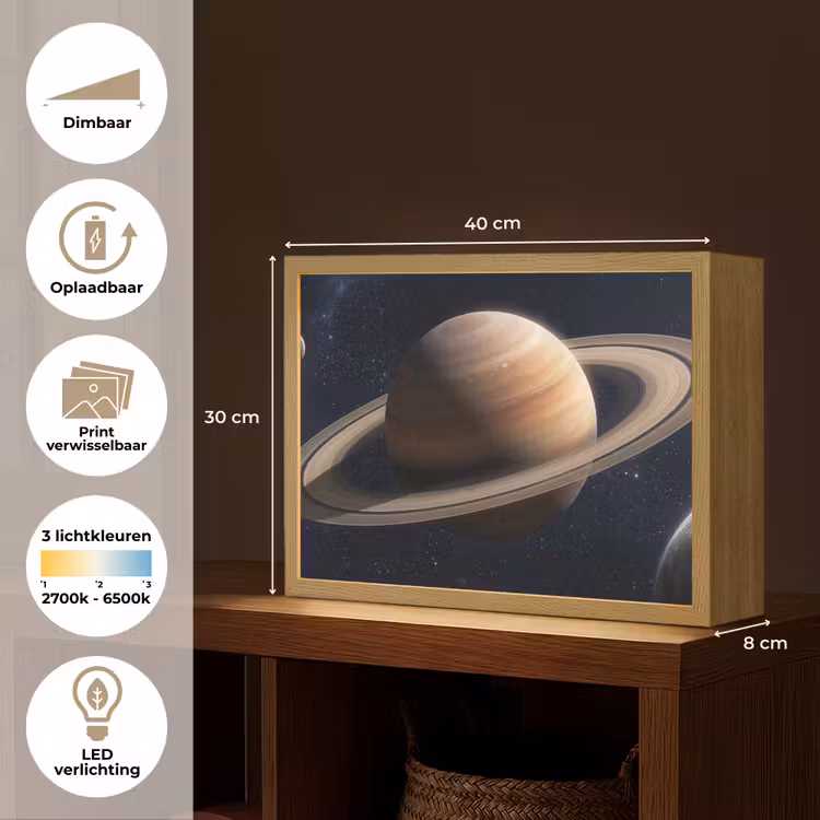 Lightbox - Wandlamp - Planeten - Saturnus - Ruimte — 10