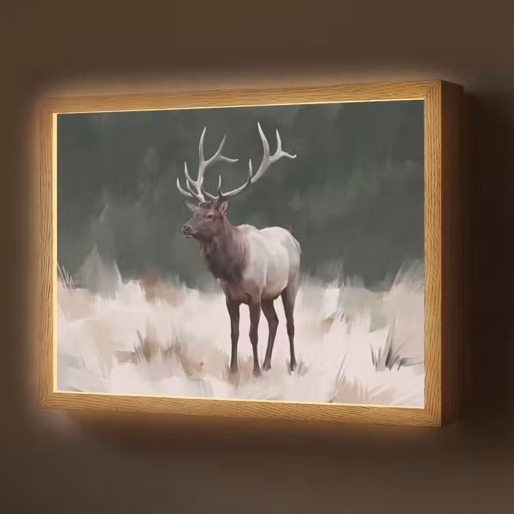 Lightbox - Wandlamp - Edelhert - Gewei - Schildering - Rustiek — 1