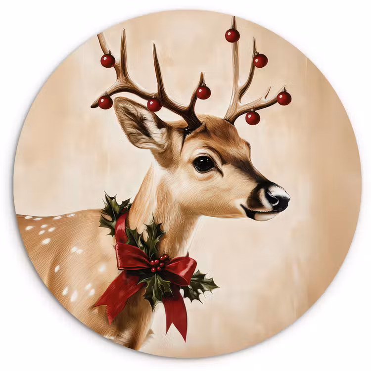 Muurcirkel - Gewei - Kerst - Rendier - Rood — 1