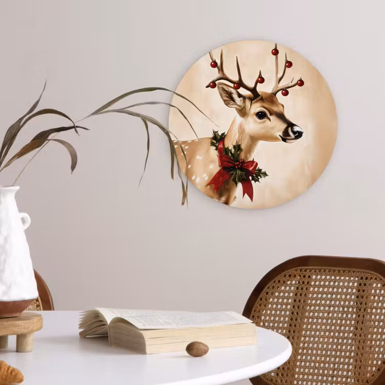 Muurcirkel - Gewei - Kerst - Rendier - Rood — 4