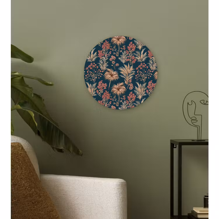 Muurcirkel - Botanisch - Patroon - Blauw — 3