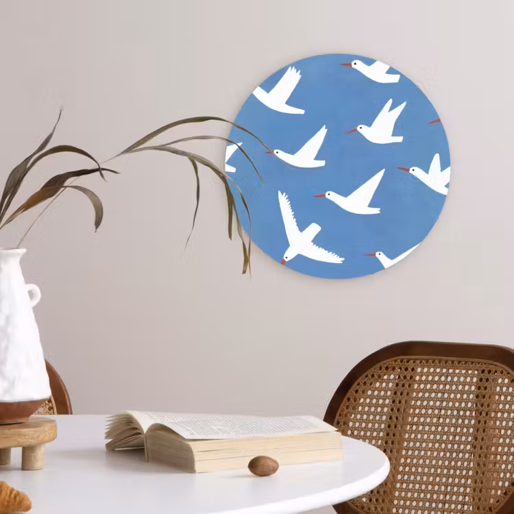 Muurcirkel - Vogels - Wit - Patroon — 4