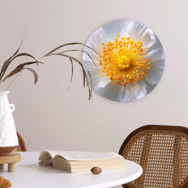 Muurcirkel - Wit - Bloem - Elegant — 4