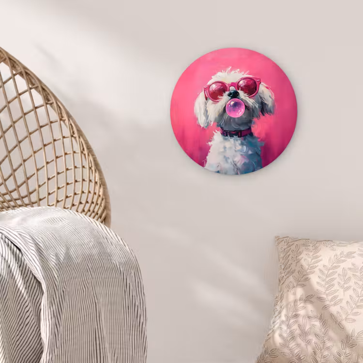 Muurcirkel - Pink - Hond - Bubbel — 5