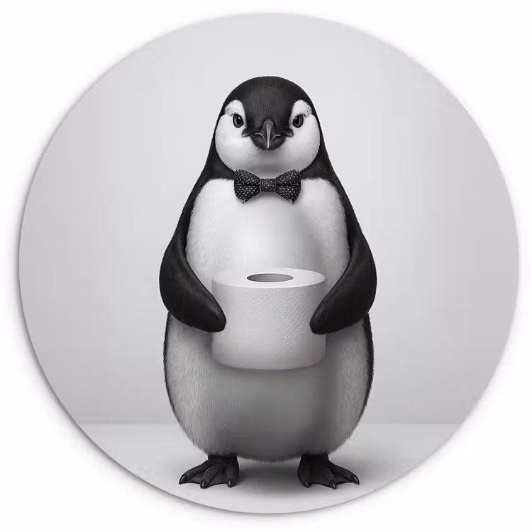 Muurcirkel - Pinguïn - WC rol - Wit — 1