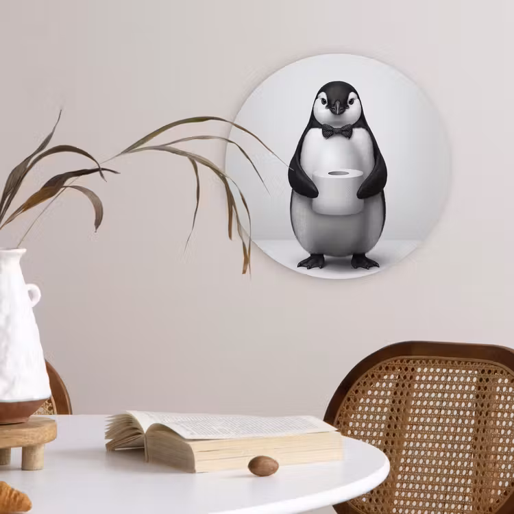 Muurcirkel - Pinguïn - WC rol - Wit — 4