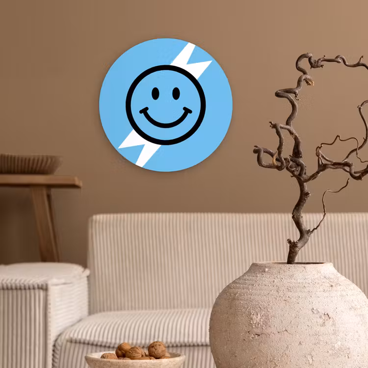 Muurcirkel - Smiley - Blauw - Bliksem — 2