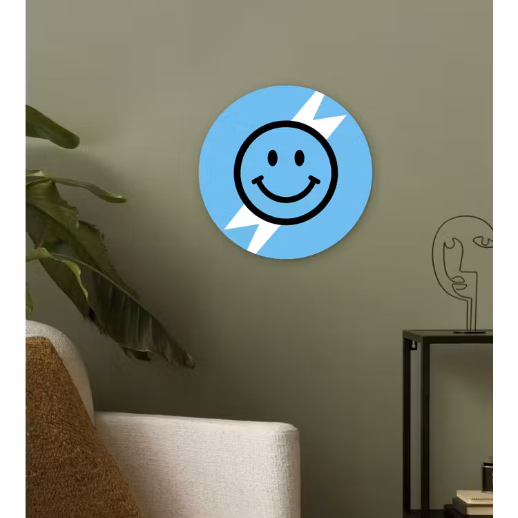 Muurcirkel - Smiley - Blauw - Bliksem — 3