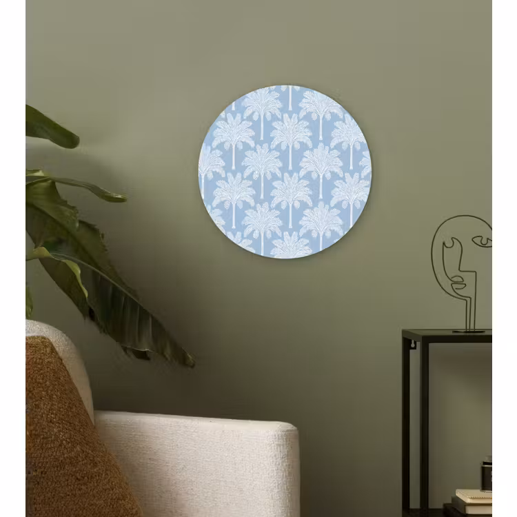 Muurcirkel - Palmboom - Modern - Blauw — 3