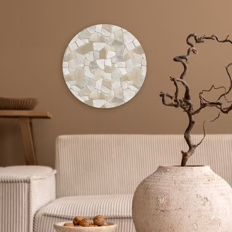 Muurcirkel - Mozaïek - Stenen - Beige — 2