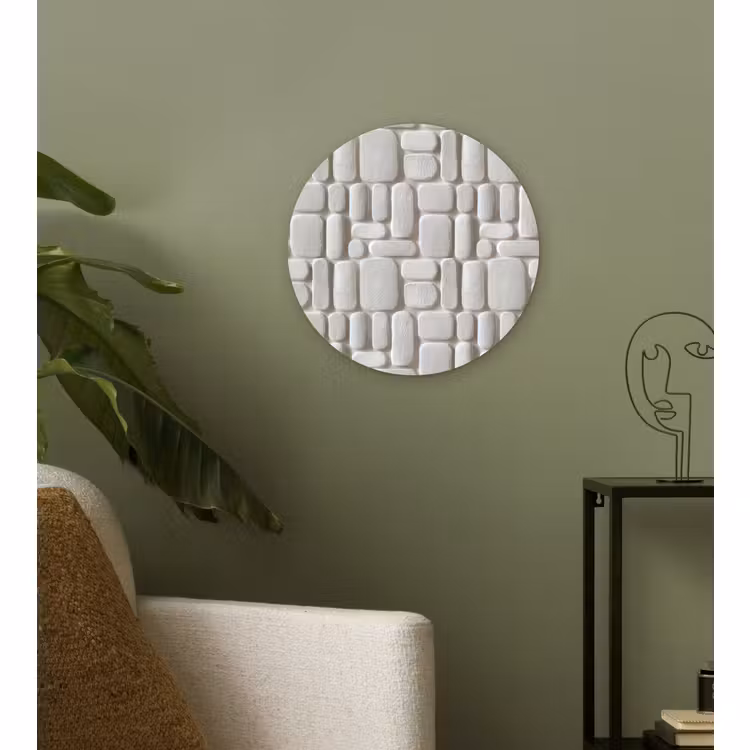 Muurcirkel - Reliëf - Structuur - Wit — 3