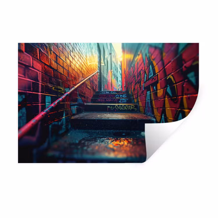 Muursticker - Architectuur - Neon - Trap - Graffiti — 1
