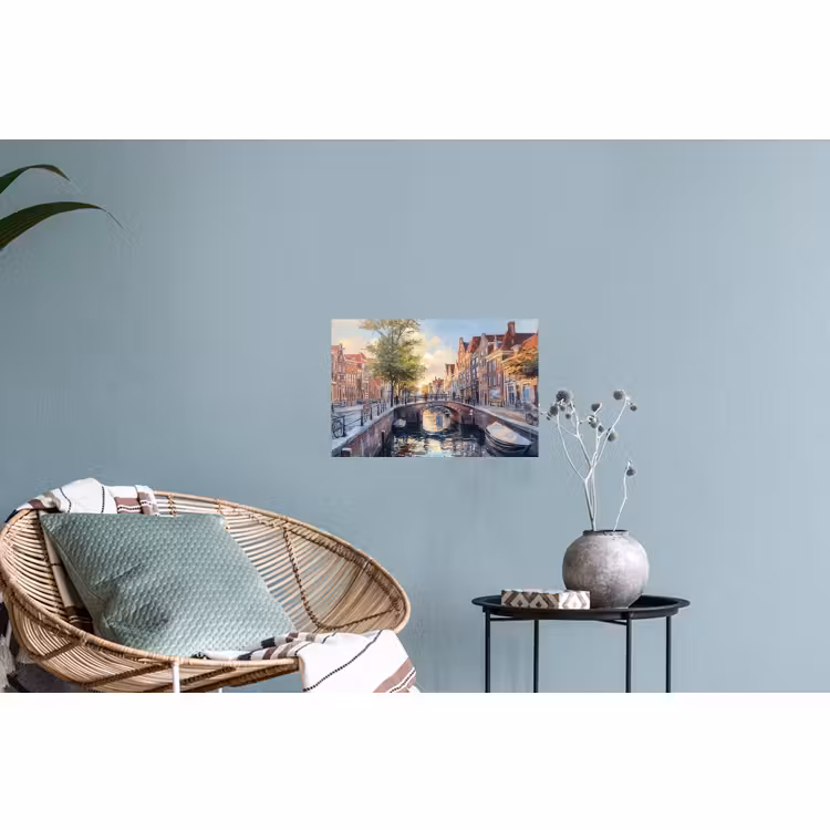 Muursticker - Brug - Stad - Huizen - Boot — 4