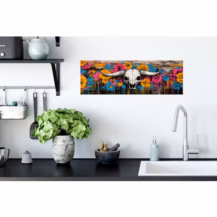 Muursticker - Schedel - Bloemen - Graffiti — 2