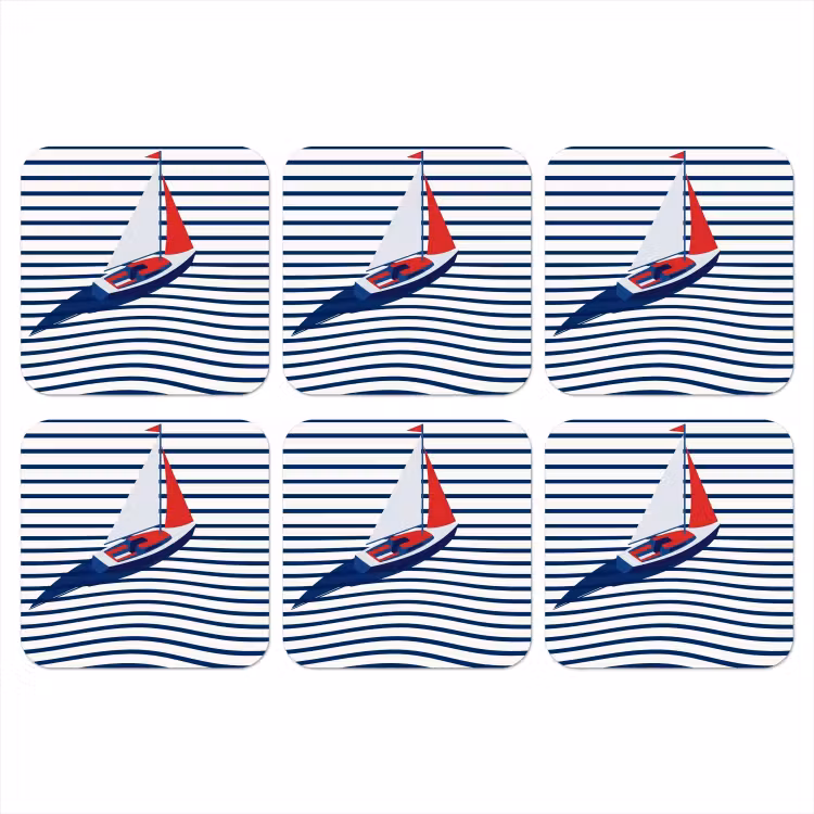 Onderzetter​ - Boot - Water - Abstract - Blauw — 1