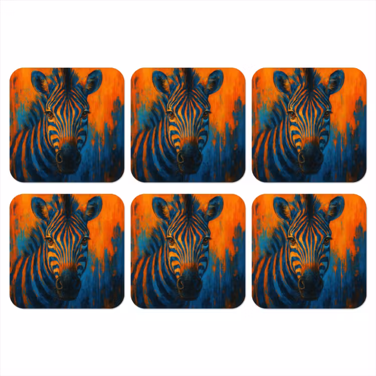 Onderzetter - Zebra - Abstract - Blauw — 1
